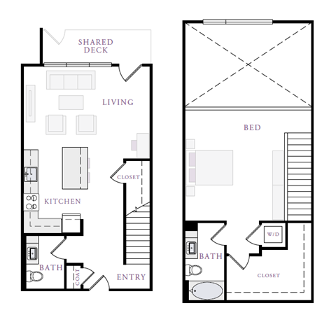 Floor plan for 1 bed, 1 bath, 1108 sqft